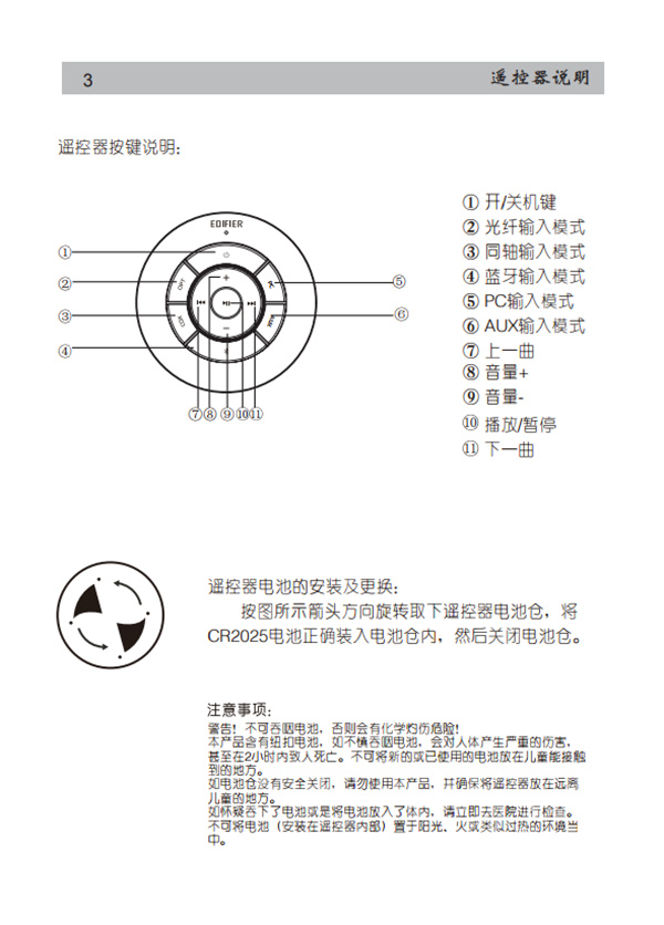 漫步者S301桌面音响的产品使用说明书