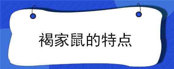 褐家鼠的特点 褐家鼠来源