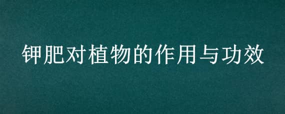 钾肥对植物的作用与功效