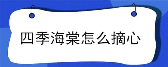 四季海棠怎么摘心 四季海棠怎样摘心