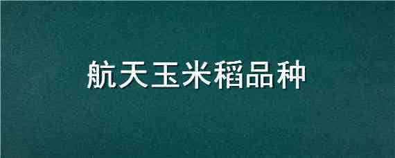 航天玉米稻品种 航天稻谷种子