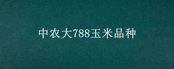 中农大788玉米品种