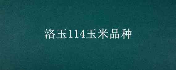 洛玉114玉米品种（洛玉114玉米品种是细轴吗）