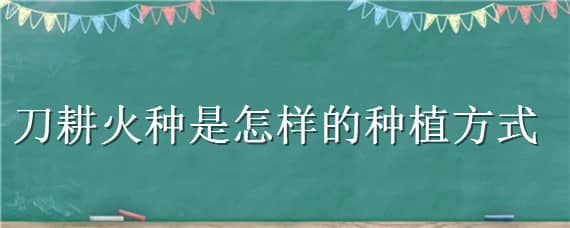 刀耕火种是怎样的种植方式（刀耕火种还是刀耕火种）