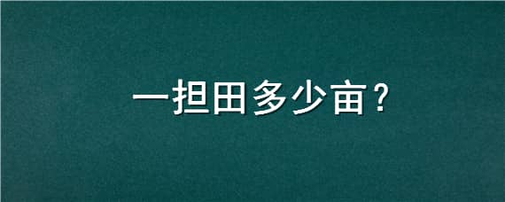 一担田多少亩 两担田等于多少亩