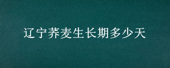 辽宁荞麦生长期多少天