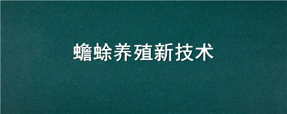 蟾蜍养殖新技术