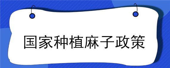 国家种植麻子政策 麻子是否禁止种植