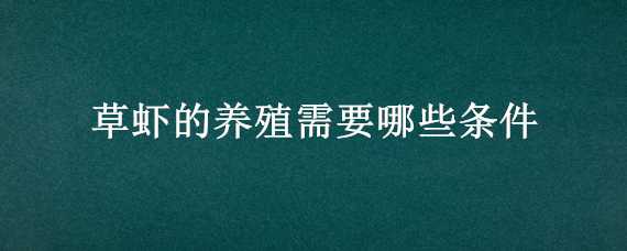 草虾的养殖需要哪些条件（草虾的养殖需要哪些条件呢）