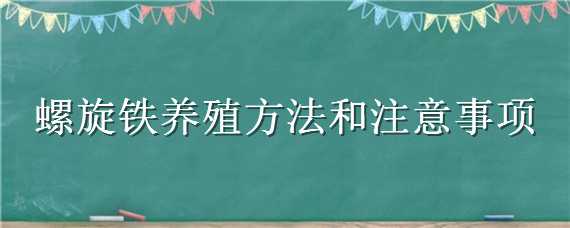 螺旋铁养殖方法和注意事项