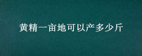 黄精一亩地可以产多少斤 黄精一亩地可以产多少斤果树