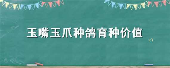 玉嘴玉爪种鸽育种价值