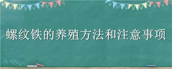 螺纹铁的养殖方法和注意事项 螺纹铁的养殖方法和注意事项视频