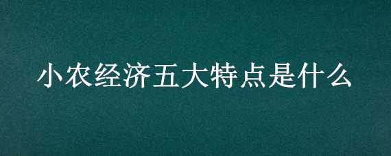 小农经济五大特点是什么（小农经济的五个特点）