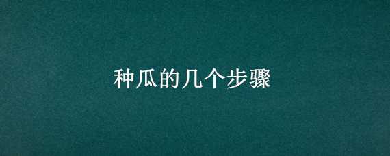 种瓜的几个步骤 种瓜有几个步骤