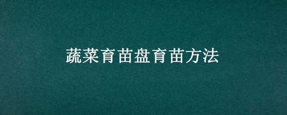 蔬菜育苗盘育苗方法