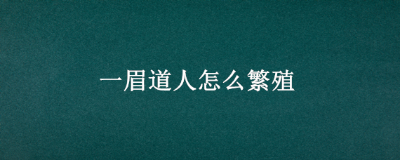 一眉道人怎么繁殖 一眉道人怎么繁殖起点