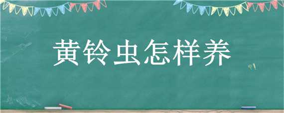 黄铃虫怎样养 黄铃虫怎样养活