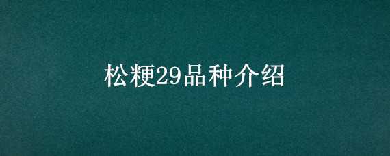 松粳29品种介绍