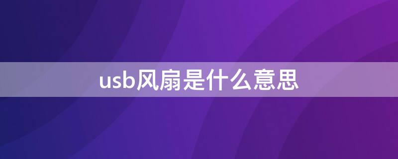 usb风扇是什么意思