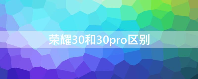 荣耀30和30pro区别