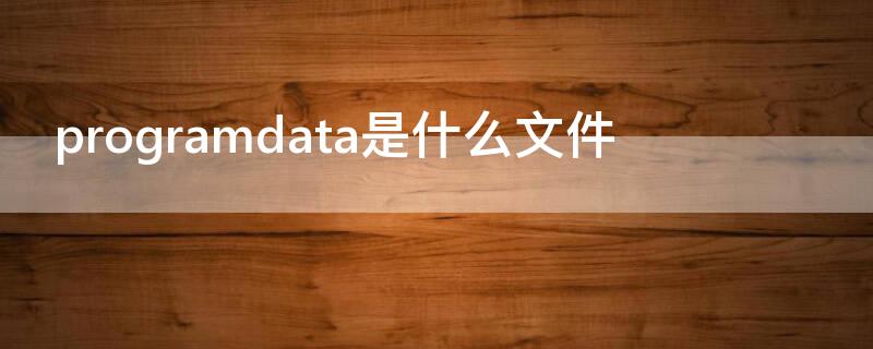 programdata是什么文件