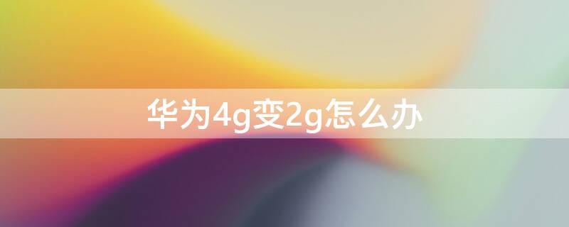 华为4g变2g怎么办