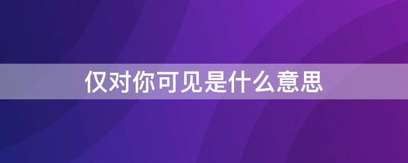 仅对你可见是什么意思