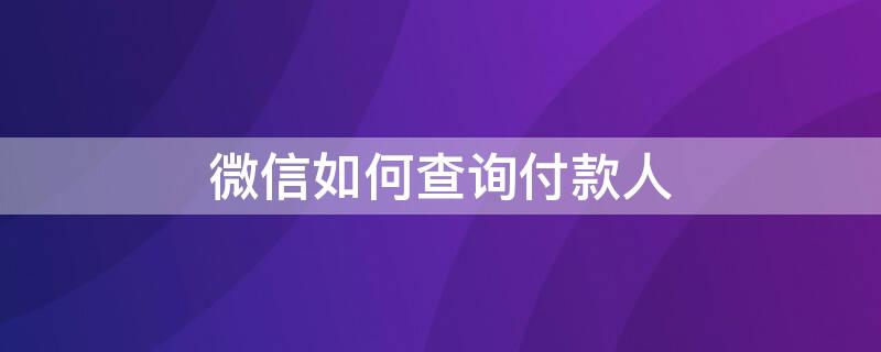 微信如何查询付款人（微信怎么查询付款人）