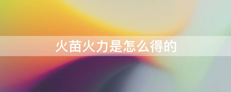 火苗火力是怎么得的 多少火苗等于一个火力