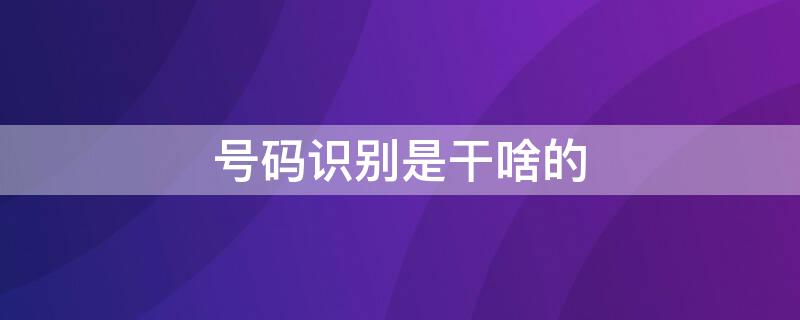 号码识别是干啥的 号码识别什么意思