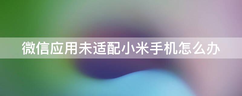 微信应用未适配小米手机怎么办（微信应用因未适配小米手机是什么原因）