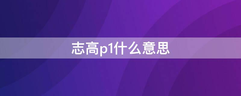 志高p1什么意思 志高显示P2