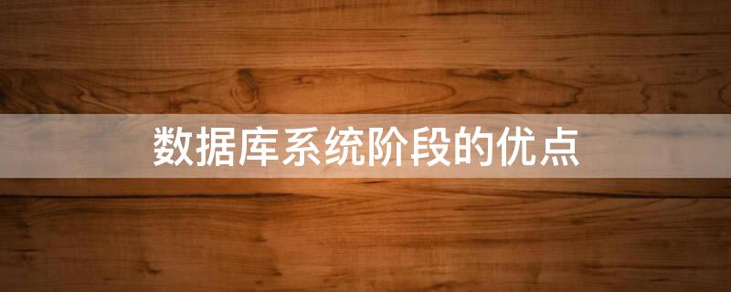 数据库系统阶段的优点 数据库系统阶段有什么特点