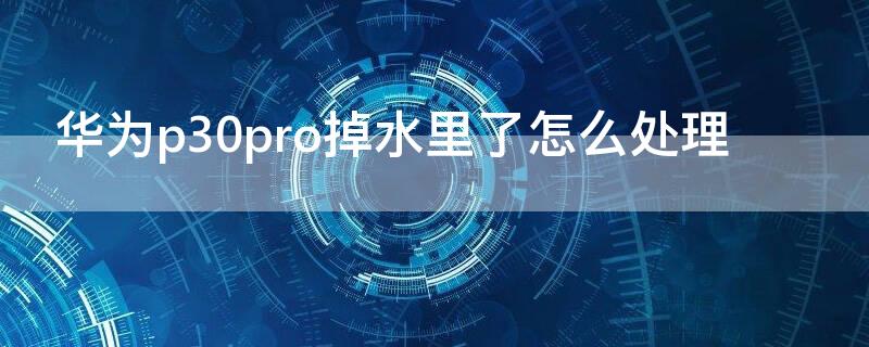 华为p30pro掉水里了怎么处理 华为p30pro掉水里了应该怎么处理