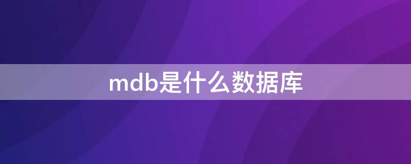 mdb是什么数据库（什么是MDB）