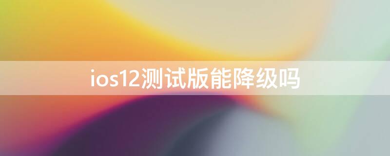 ios12测试版能降级吗