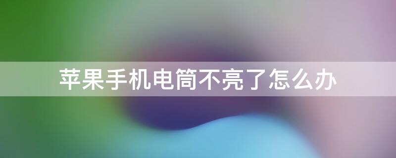 iPhone手机电筒不亮了怎么办 iphone手机电筒不亮怎么解决