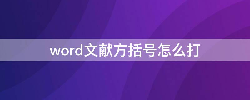 word文献方括号怎么打（论文文献方括号怎么打）