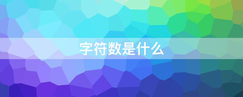 字符数是什么（字符数是什么数）