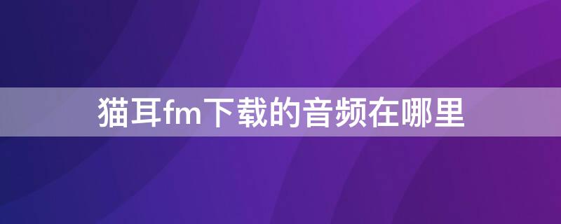 猫耳fm下载的音频在哪里（猫耳FM上面的视频怎么下载）