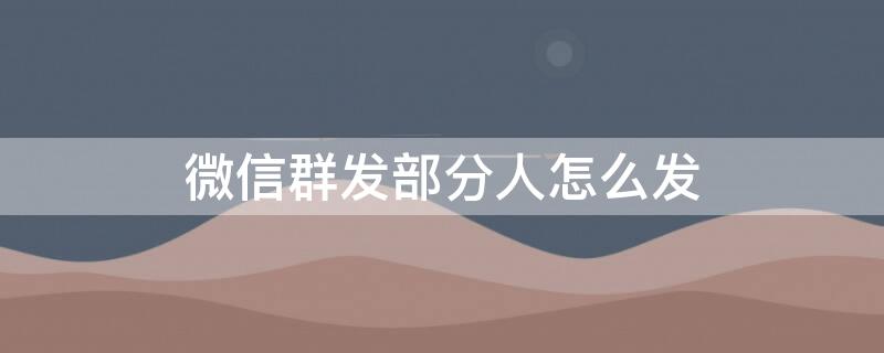 微信群发部分人怎么发（微信群发部分人怎么发图片）