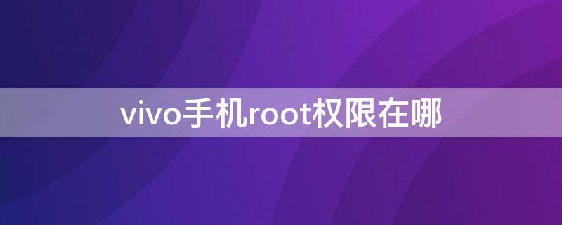 vivo手机root权限在哪（vivo手机root权限在哪里设置kingroot）