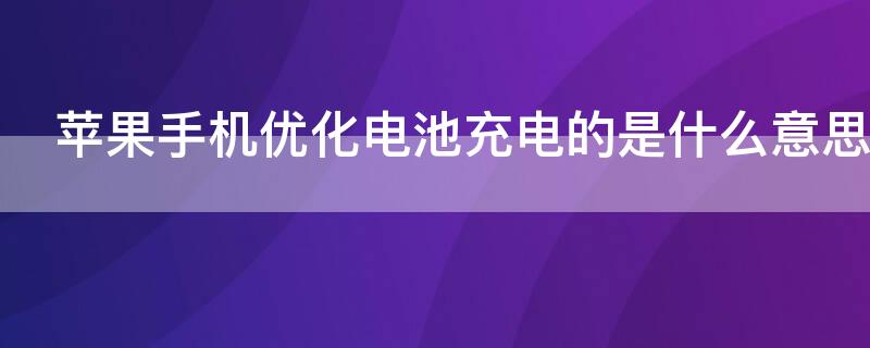 iPhone手机优化电池充电的是什么意思（苹果手机优化电池充电啥意思）