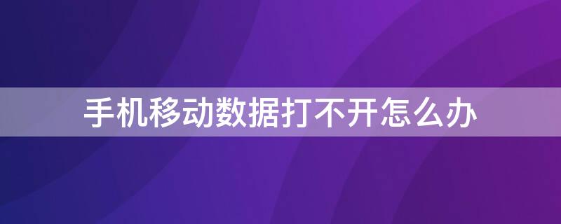 手机移动数据打不开怎么办（手机移动数据打不开怎么办如何解决）