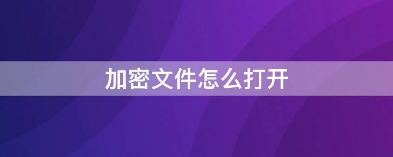 加密文件怎么打开（手机加密文件怎么打开）