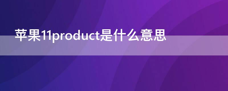 iPhone11product是什么意思