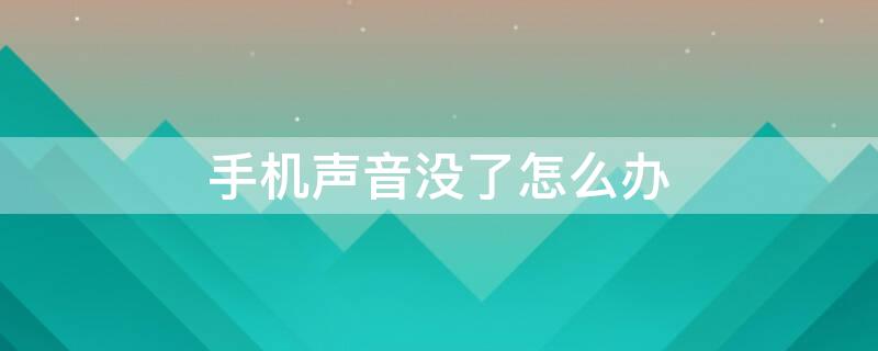 手机声音没了怎么办（手机声音没了怎么办OPPO）