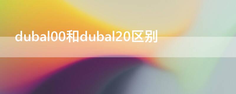 dubal00和dubal20区别 dubal00和DUBAL20有什么区别