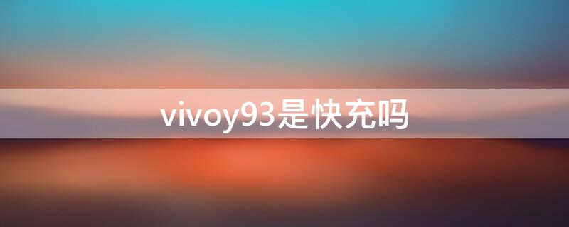 vivoy93是快充吗（vivoy93充电器是快充吗）